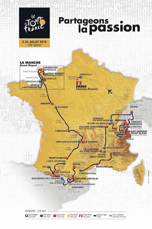 2016 Tour de France Map